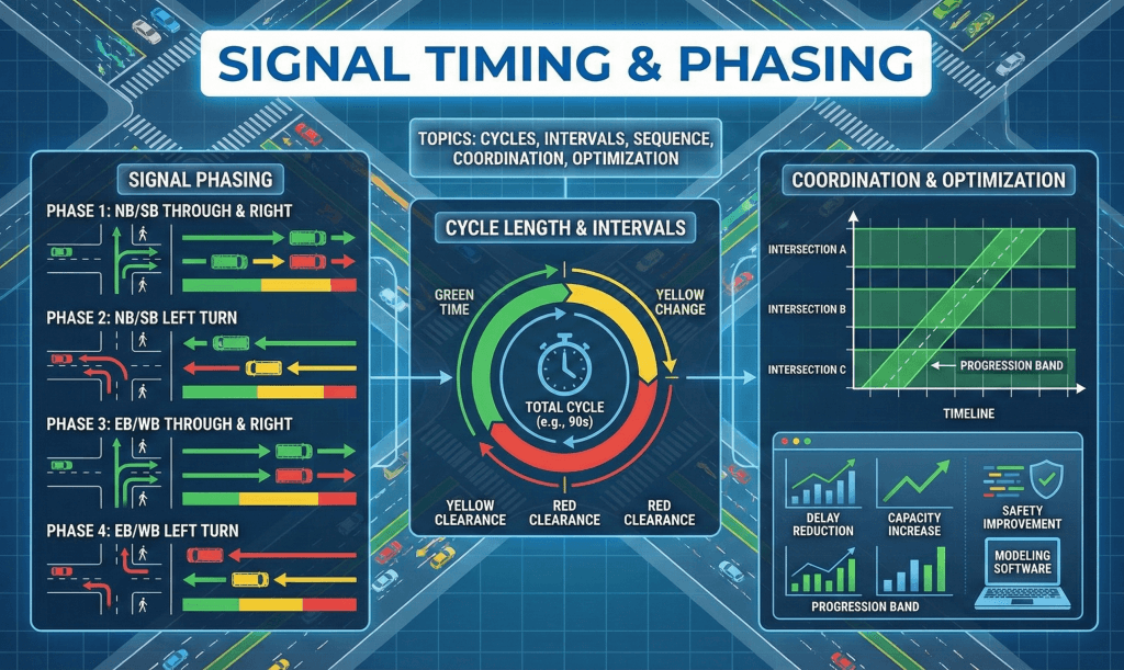 Signal Timing and Phasing for Better Traffic Flow